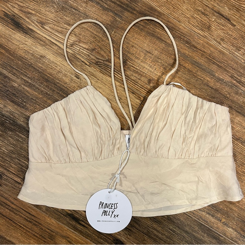 Princess Polly Cream Pleated Crop Top – NWT (Size US 8)